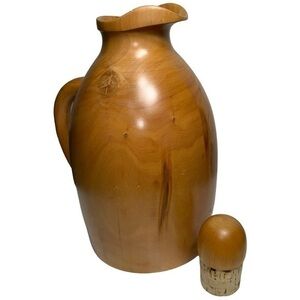 Manzoni Pietro Vietri Italy Wood Carafe Thermos Pitcher Cork Stopper 11.75”